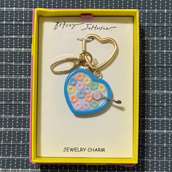 NEW | Betsey Johnson | Fruit Loop Heart Cereal Bowl Bag Charm / Key Chain - Picture 1 of 1